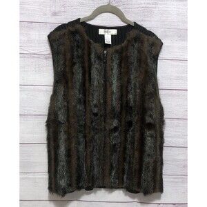 Faux Mink Fur Lined Sweater Vest KIKIT by Maurice Sassoon Vintage Sz XL EUC